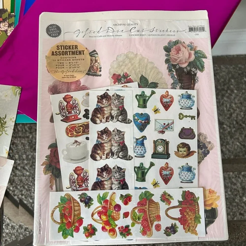 LOT Decorative Paper (Foil, Lace etc) Ribbon Stickers Scrapbooking Arts & Crafts